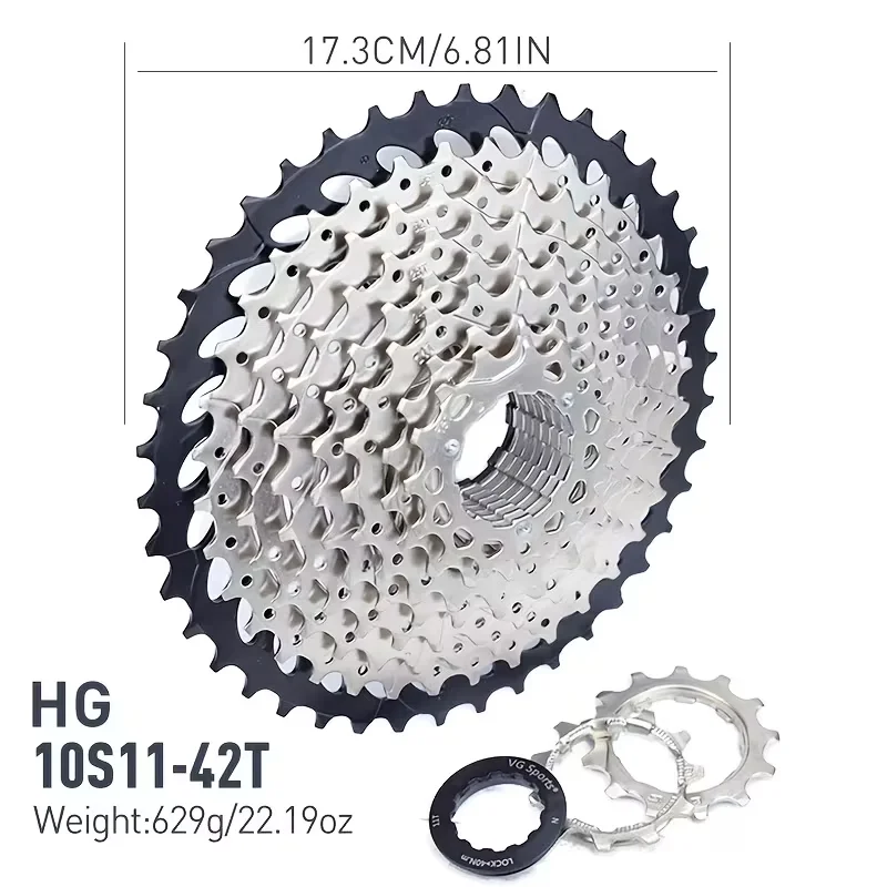 1 Stück VG SPORTS 9/10-Gang MTB Fahrradkassette mit Fahrradkette, passend für HG-Naben 9v 10v 11-40T 11-42T Mountainbike-Teile – Detail 8