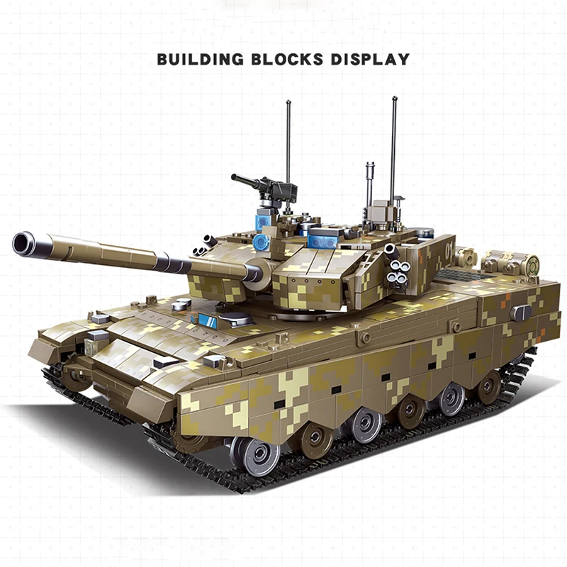 1298PCS Moc ZTZ-99A Tank Track Military War Weapon Brick Technical Army Model High Tech Building Blocks  For Boys Birthday Gifts