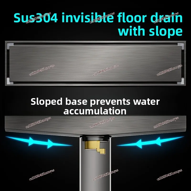 304 stainless steel invisible extension strip with drainage slope floor drain 10CM wide
