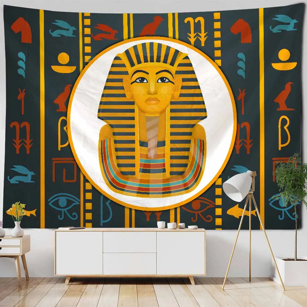 Vintage Illustration Tapestry Egyptian Mythology Art Decoration Home Wall Hanging Aesthetic Blanket Bed Sheet Outdoor Tablecloth