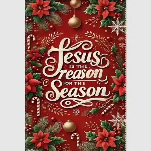 Jesus is the Reason for the Season Christmas Burlap Garden Flag-12