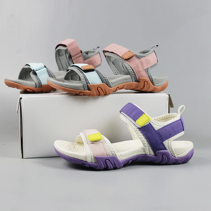 Adjustable Anti-Slip Wear-Resistant Summer New Women's Open-Toe Magic Tape Outdoor Sandals Beach Shoes Breathable Mesh up up