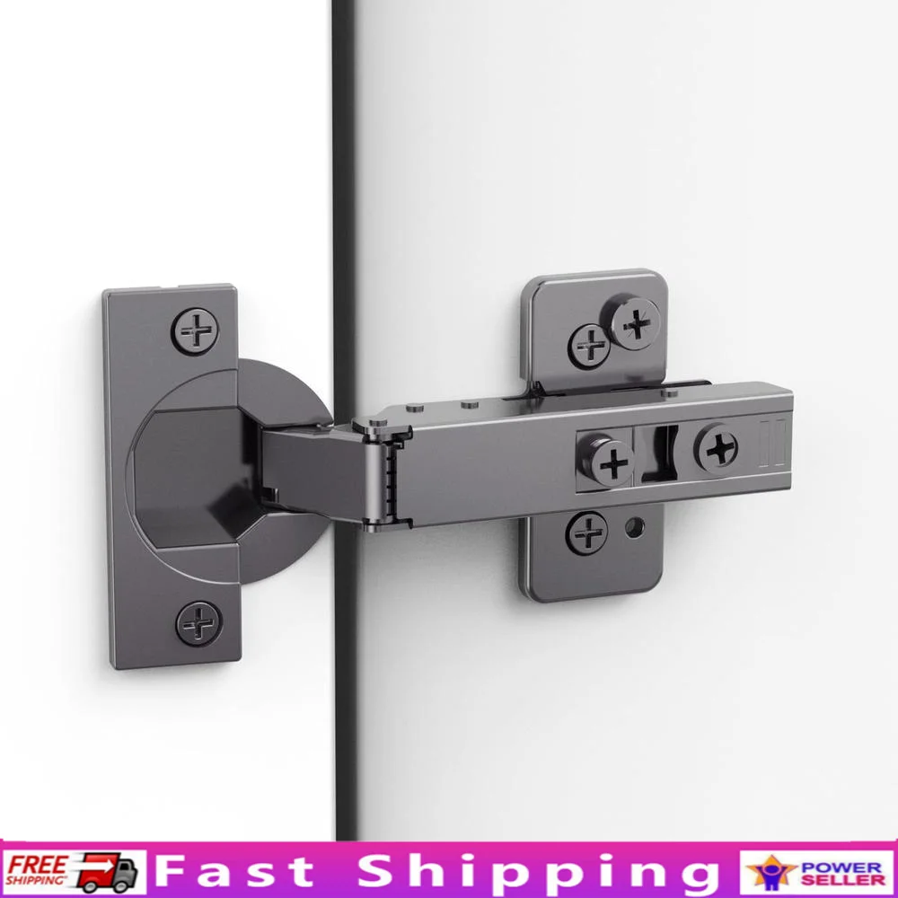 50-Pack Soft Close Concealed Hinges Frameless Full Overlay Black Titanium Plated Self Closing 105° Open Angle 3D Adjustable Stop