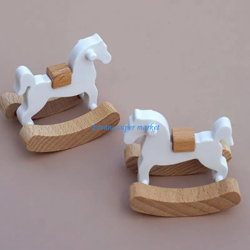 090B 1/12 Doll House Rocking Horse Model Figurine Miniature Furniture For Doll House Bedroom Nursery Room Scene Setting