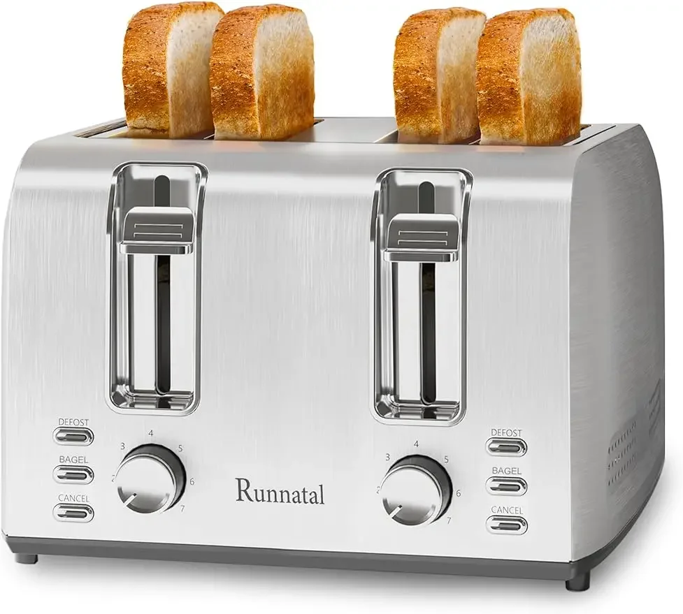 

NEW 4 Slice Slot Toaster, Stainless Steel, Extra-Wide Slot Toaster with 7 Shade Settings, Silver Metallic