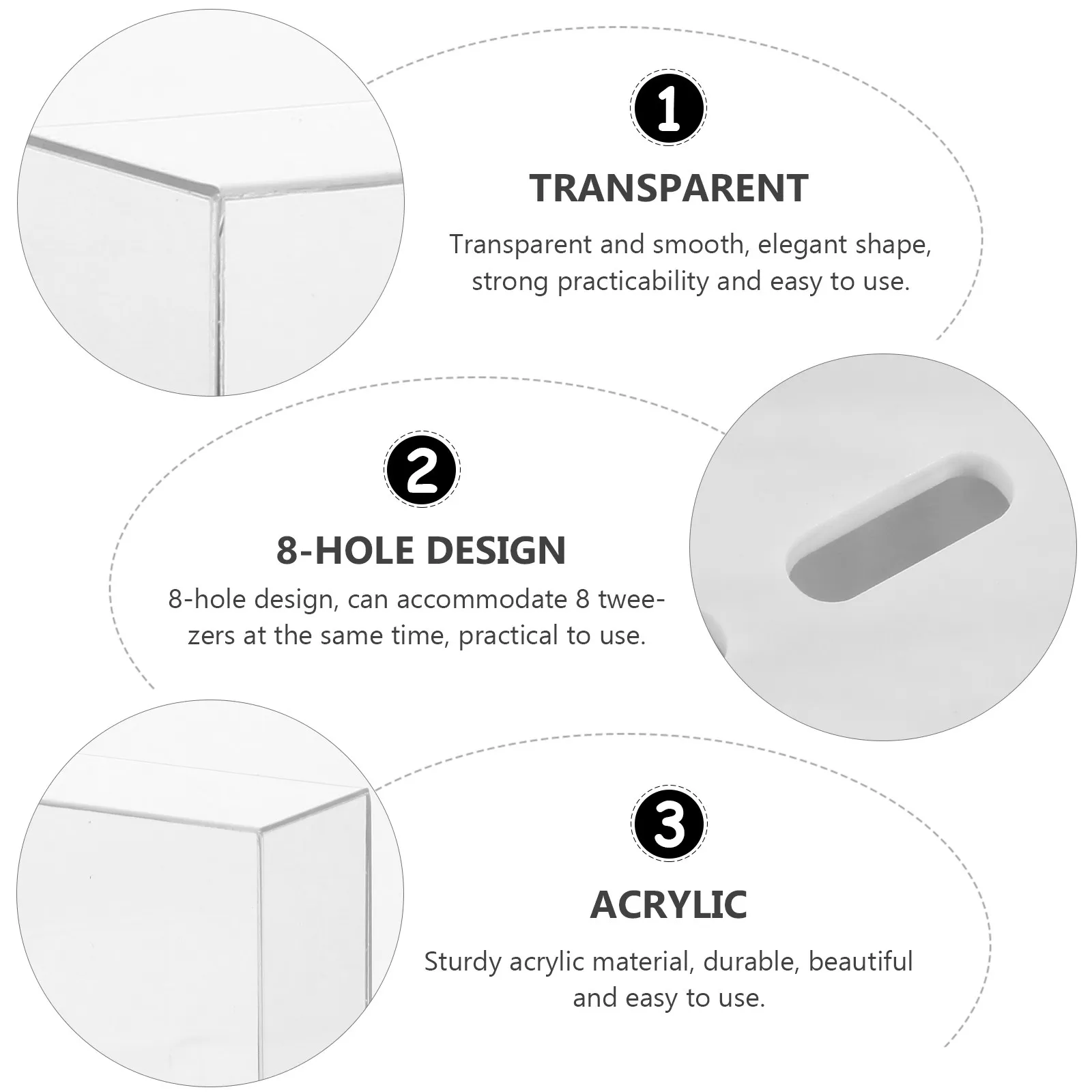 8-Hole Transparent Acrylic Tweezer Holder for Eyelash Extension Supplies Neat Storage Display Stand Professional Makeup Tool