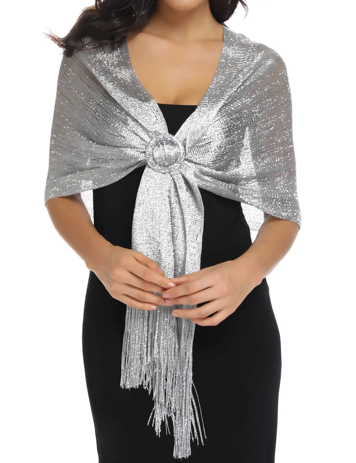 Scialle luccicante Glitter estivo moda con fibbia per sciarpa scialle per feste sciarpe con nappe scintillanti scialli Womens Luxury Wraps 160*50CM