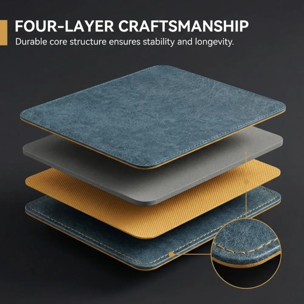 

Cowhide Leather Texture Double-sided Mouse Pad Non-slip Wear Resistant Mice Mat Smooth Anti Scratch Computer Table Protector