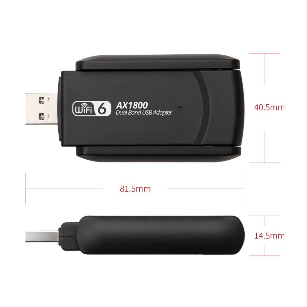 Dongle nirkabel WiFi, adaptor USB 2.4 Mbps kecepatan tinggi USB3.0 6 kartu jaringan Dual Band 1800G & 5G AX1800 untuk Laptop Win10/11