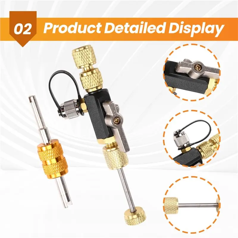 AT19-HVAC Valve Core Removal Tool,1/4 Inch Vacuum-Rated Tool& Valve Core Wrench, HVAC Tools