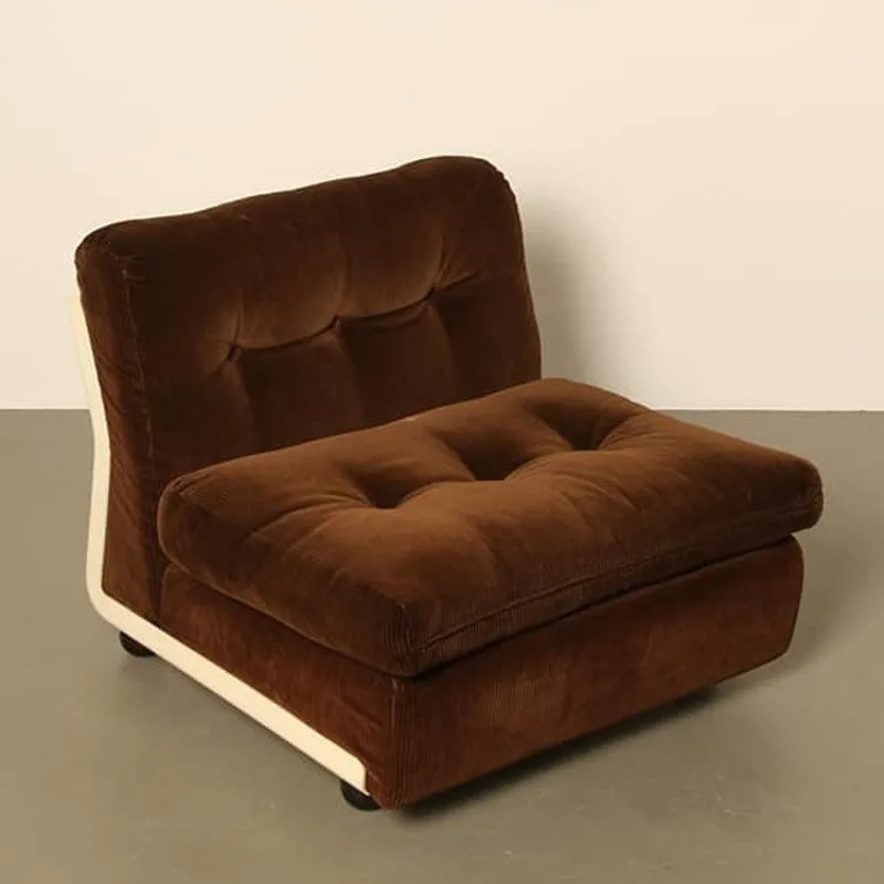 Retro corduroy single and double three-person fabric sofa, simple medium and ancient style module sofa chair