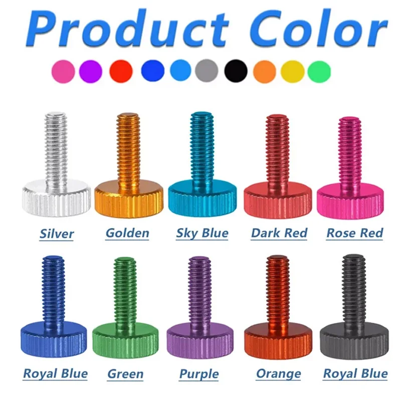 5Pcs Colorful Thumbscrews M2 M2.5 M4 M5 M6 Thread Length 4-25mm Flat Knurled Thumb Screws Aluminum Alloyl Hand Grip Knob Bolts