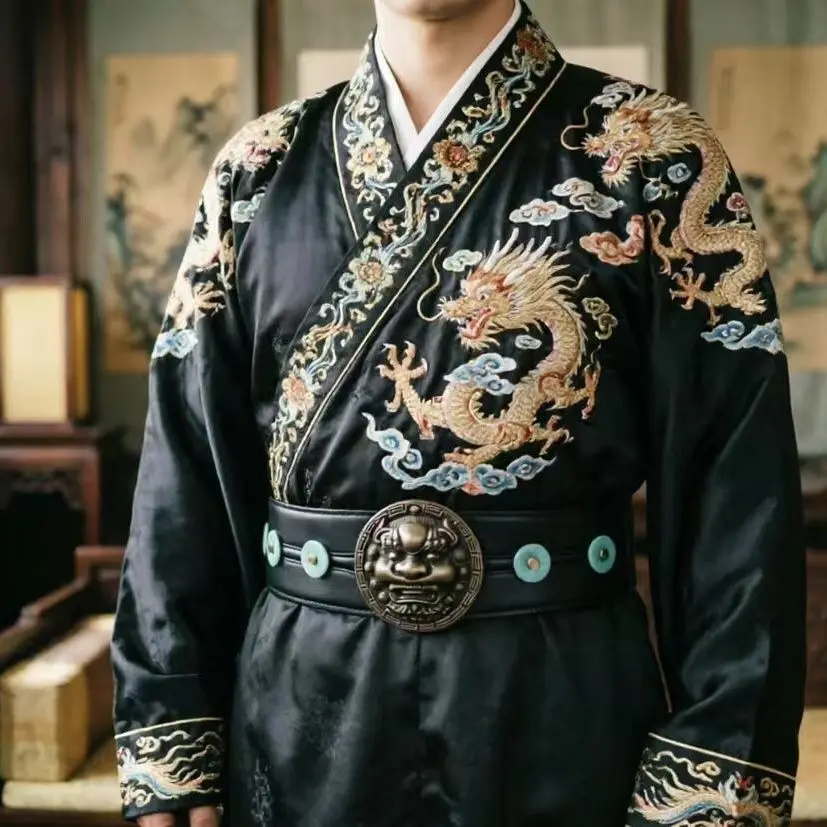 PU Ancient Costume Lion Head Waistband Belt For Men TV Movie Play Court Officials Hanfu Accessories Retro Warrior Photography