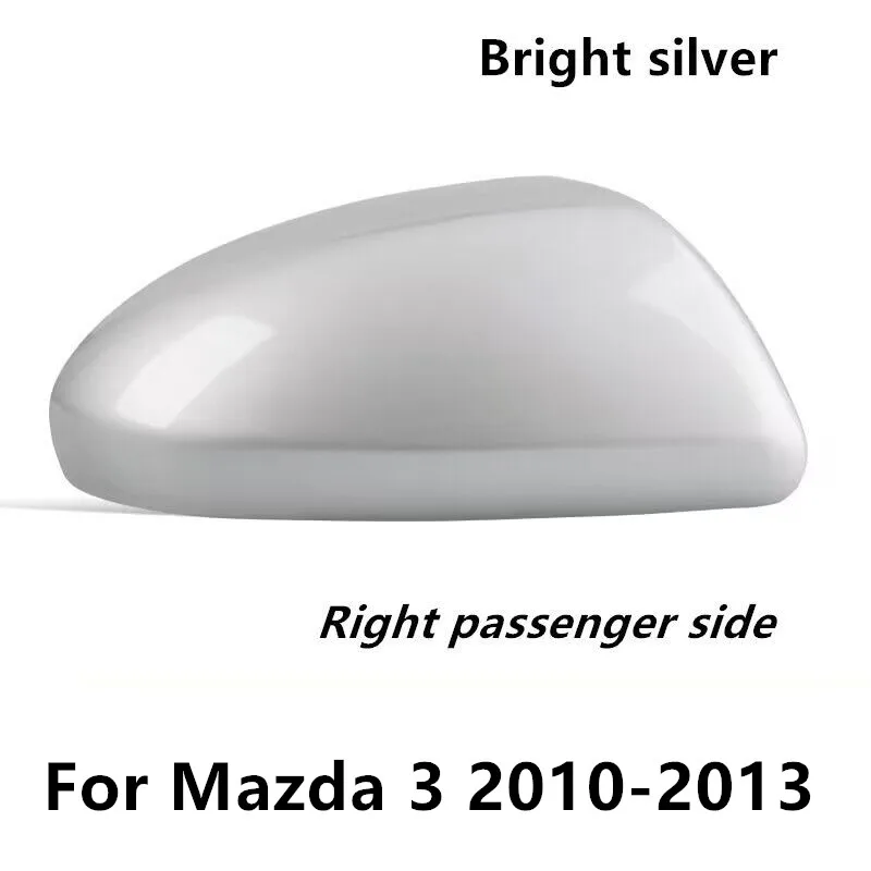 

1X Bright Silver Right Passenger Side Mirror Cover Cap No-Signal For Mazda 3 2010 2011 2012 2013