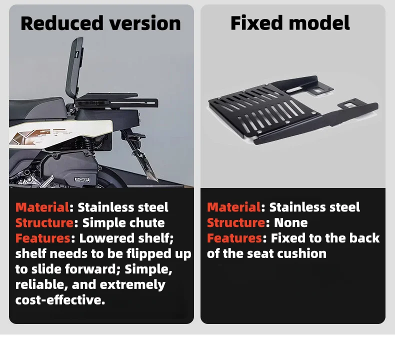 For Square X125 Motorcycle Front Middle Rear Rack Luggage Carrier Bracket Tail Box Mount Modified Accessories