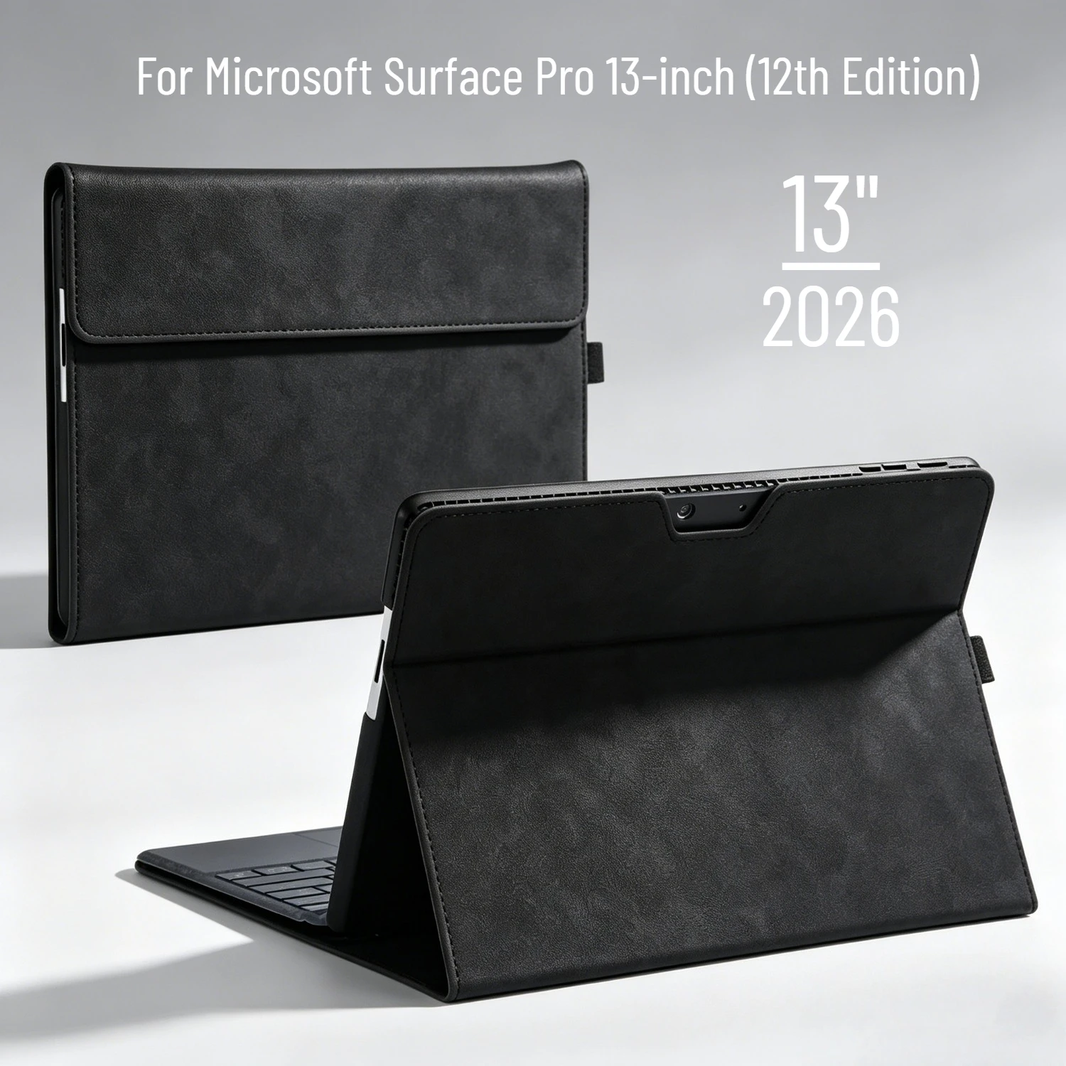 Folio Case for Microsoft Surface Pro 13-inch (12th Edition) 2026 Multi-Angle Stand PU Leather Protective Cover with Pen Holder