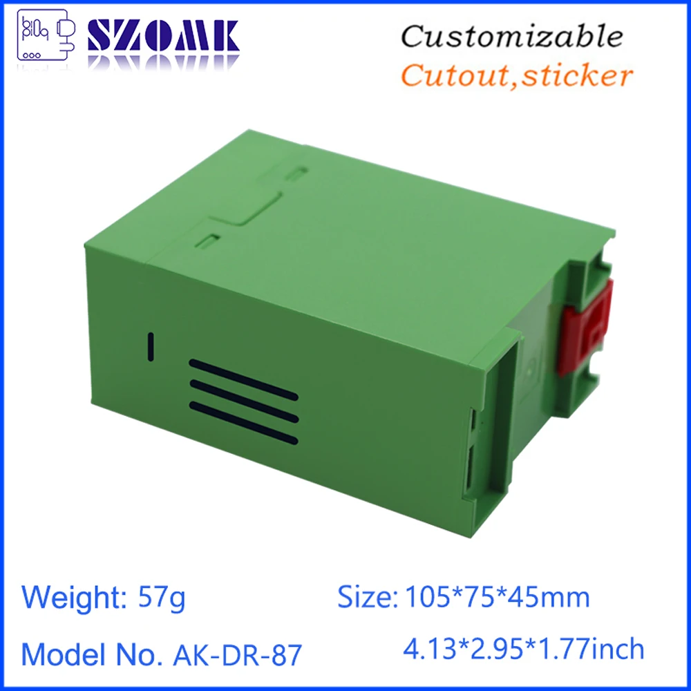 ABS Plastic Din Rail Enclosures flame retardant material UL-94-V0 105*75*45 mm Industrial Control Electronic Box with Clips