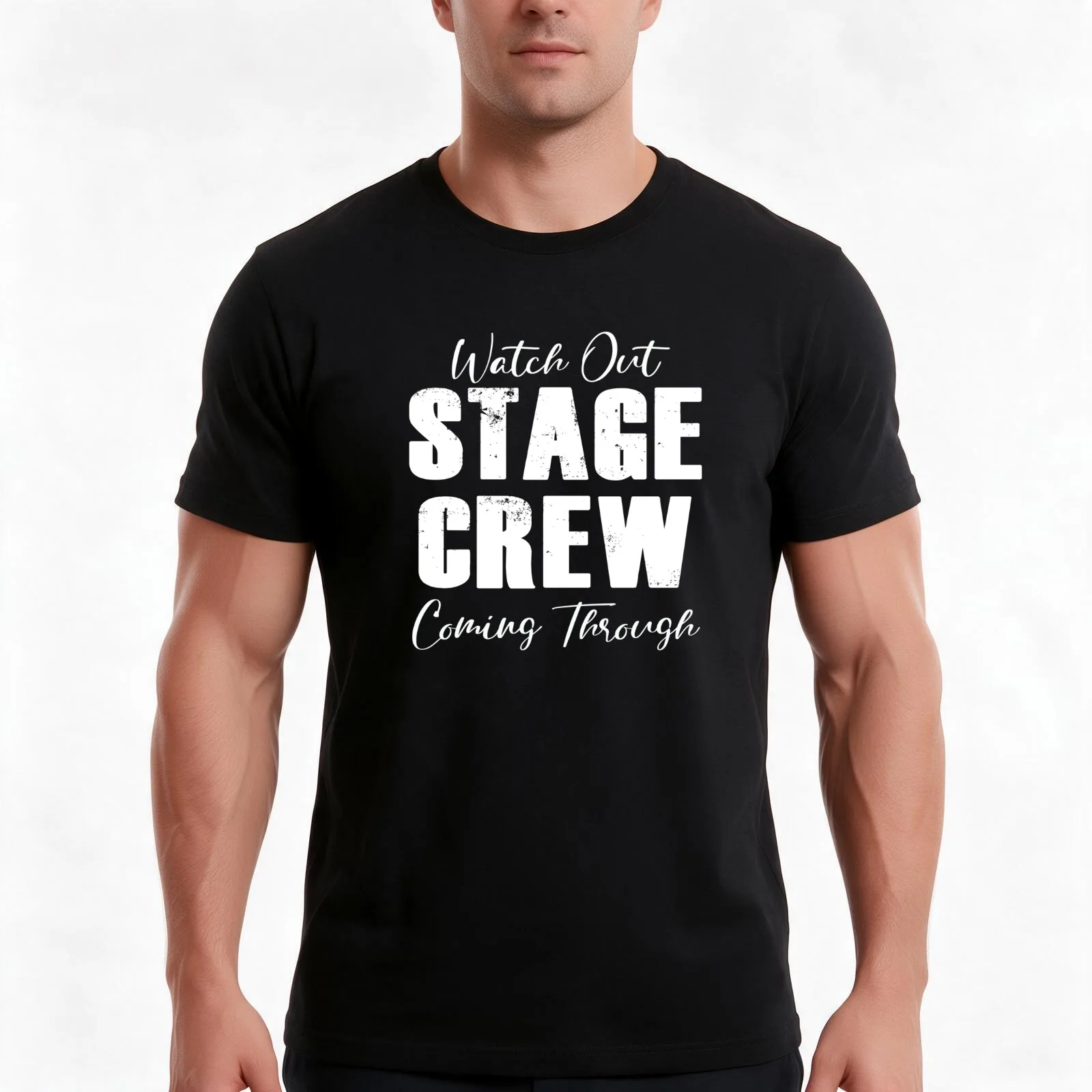 Watch Out Stage Crew Coming Through T-Shirt, Summer Casual Cotton Tee, Oversized Streetwear Tops, Vintage Graphic Print