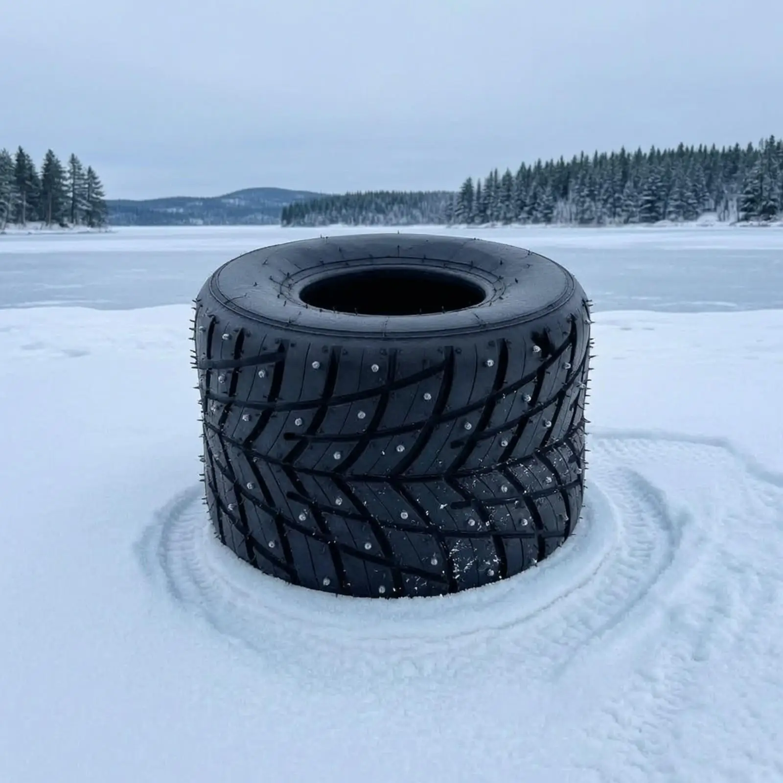 Go Kart Snow Tire 5 Inch Rubber Studded Winter Wheel for Glide Karting Snow Covered Terrain