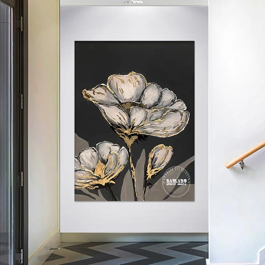 

Цветы Абстрактные Холст Ручной Работы Безрамные Красивые Цветочные Стены Современное Искусство Текстурированный Декор Картина Акриловые Картины Маслом