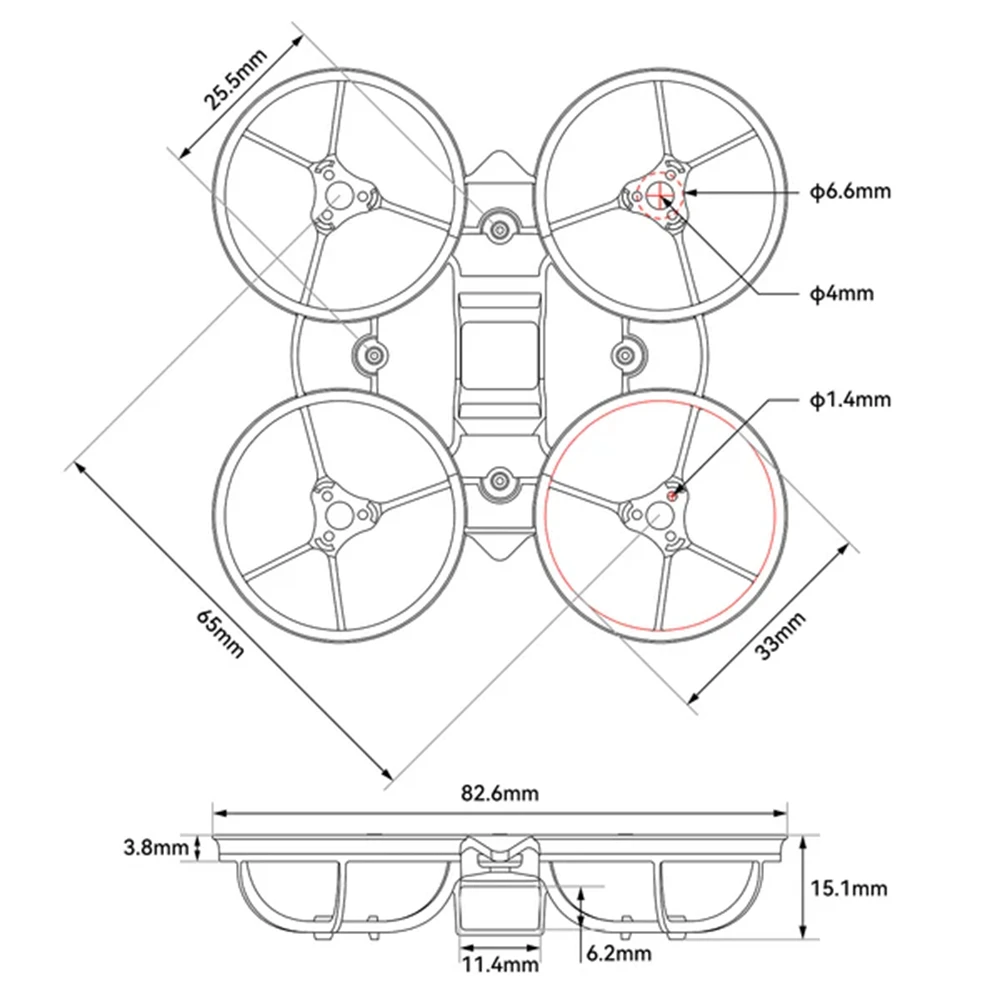 BETAFPV Air65 II 65 mm 1S Kit de marco sin escobillas para RC Micro FPV Racing Drone