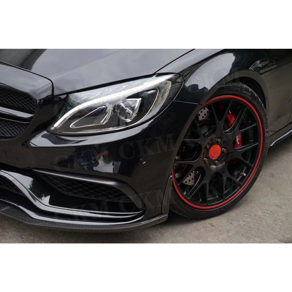 

Carbon Fiber For Benz W205 C205 C63 C63s AMG Sedan Coupe 2015 - 2022 Bumper Front Lip Spoiler With Side Mudguard Trims