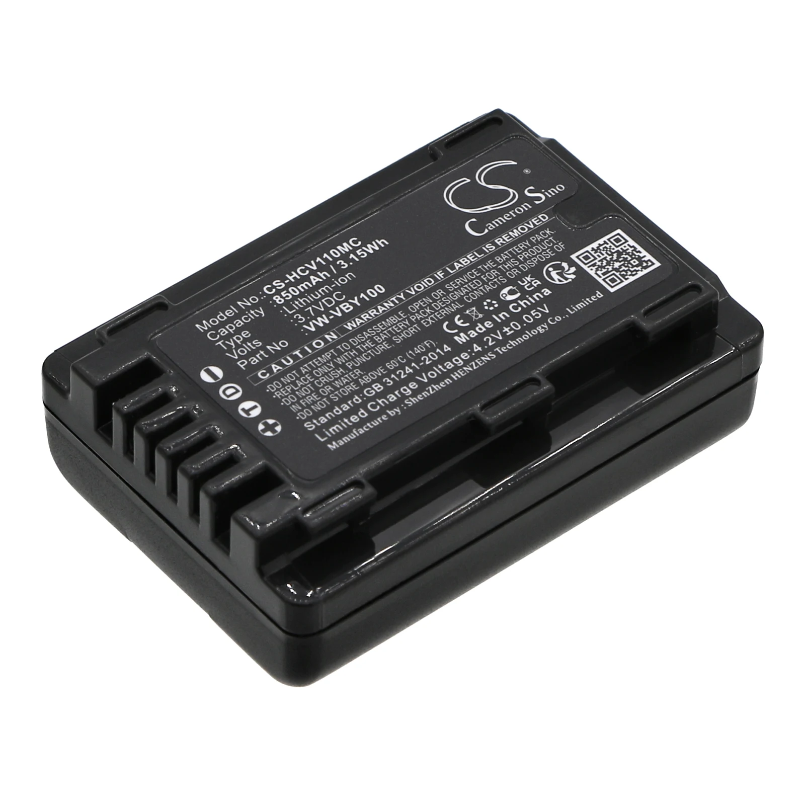 

Li-ion Camera Battery for Panasonic, 3.7V, 850mAh, Compatible Models:HC-V110, HC-V110GK(Part No:VW-VBY100)