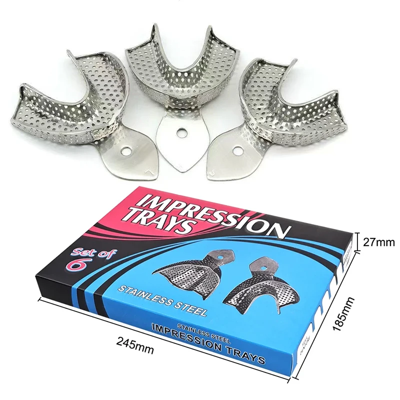 

Dental Lab Tools 2/6Pcs with Holes Autoclavable Dental Stainless Steel Impression Tray Denture Instrument Teeth Holder