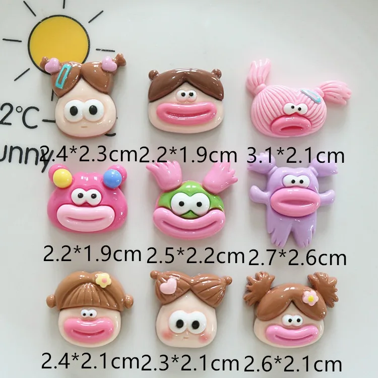 10pcs Cute Cartoon Kawaii big mouth Flat Back Resin DIY Scrapbooking Cabochons Decoration Accessories