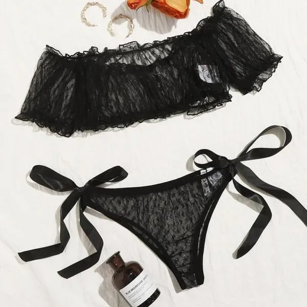 Women's Lingerie Lace Bra Underwear Two-piece Set Sexy Perspective Sets Ropa Interior Para Mujeres Para Dormir Pyjamas Femme