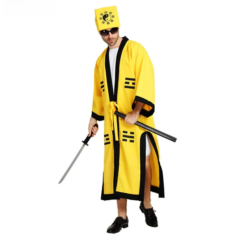 loween Terroristico Taoista giù Tuta da montagna Tai Chi Bagua Costume da dottore di streghe Fantasma cher Outfit Palcoscenico etnico da donna...