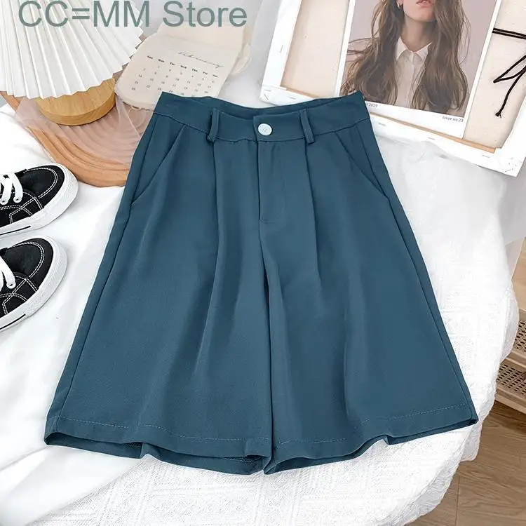 New Suits Shorts for Women Summer Korean Fashion Elegant Office Ladies Work Pants High Waisted Casual Wide Leg Shorts