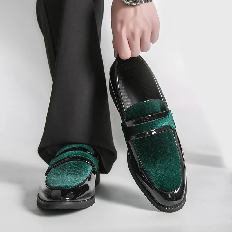 Spring Fashion Splicing Bright Hairstylist Comfortable Casual Leather Shoes Brand New Men's Breathable Anti Slip Loafers Shoes