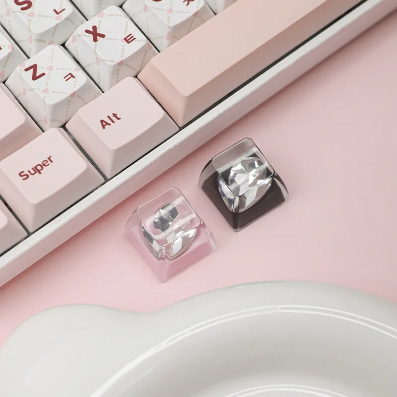 Resin Epoxy Transparent Heart of Africa Keycap Cross Shaft Mechanical Keyboard Keycap Diamond Cap 5