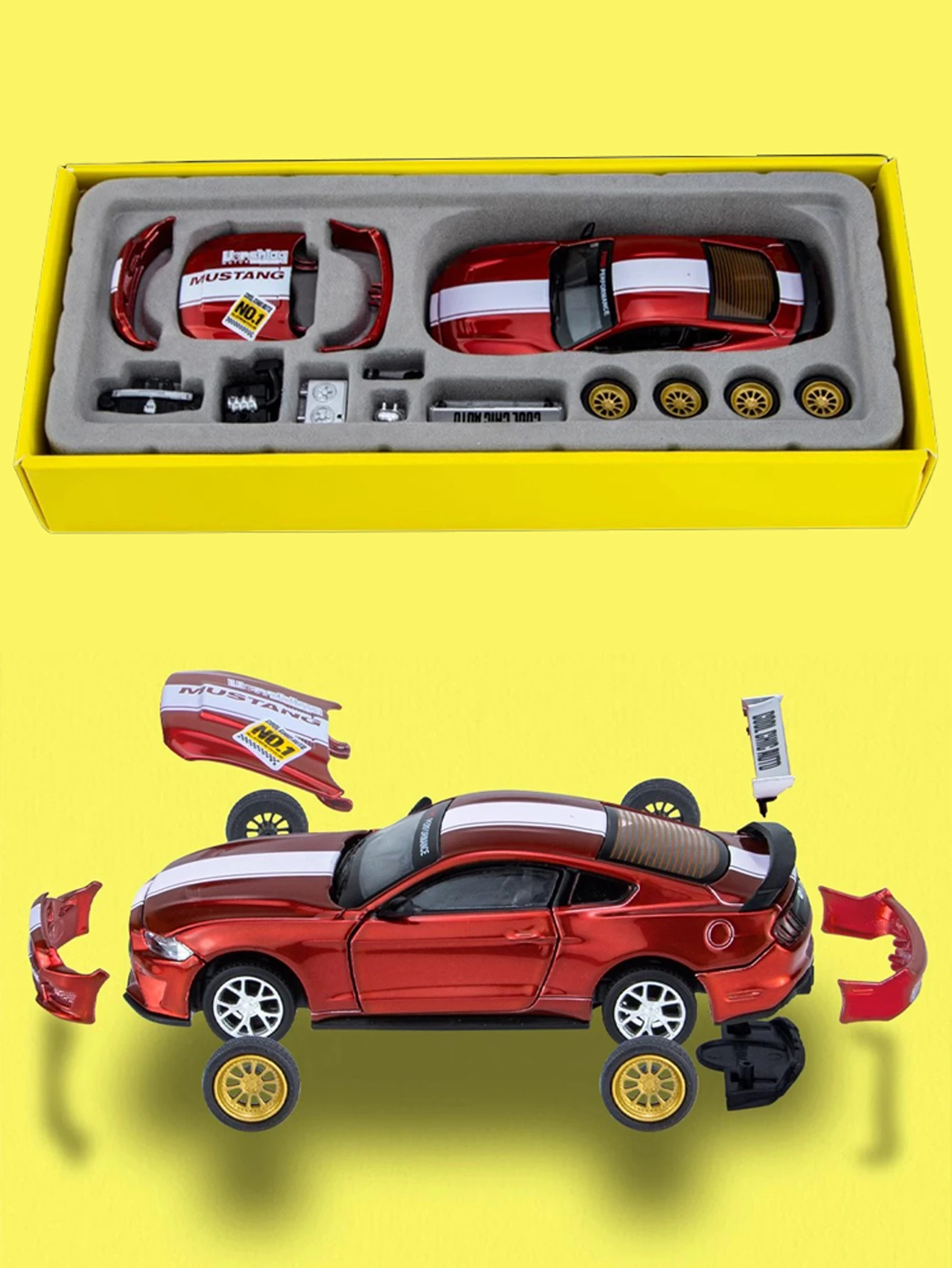 CCA 1/42 2018 Ford Mustang GT die-cast alloy model car assembly modification series toy car Boys gift collection