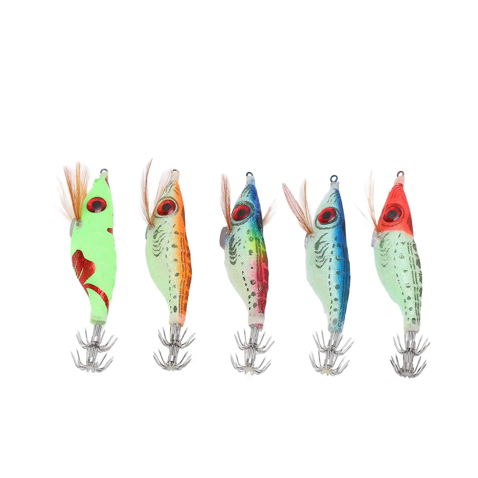 

5PCS Luminous Shrimp Bait Fishing Lures - Fake Wood Wobbler Squid Jigs & Accessories