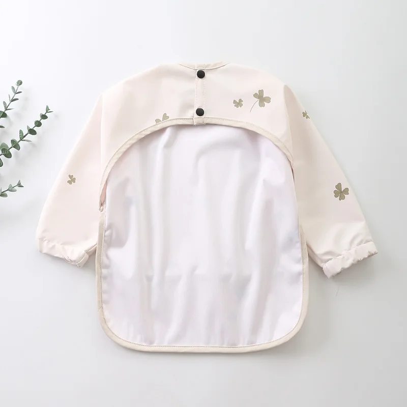 New Boy Girl PU Waterproof Bib Children Unisex Brushing Babies Painting Smock Toddler Cloth with Pocket Kids Accessories