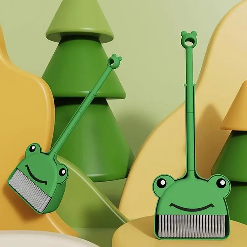 Kids Play Broom And Dustpan Set Children Green Frog Cleaning Set Toddler Cleaning Set Little Housekeeping Helper SetFor Toddler