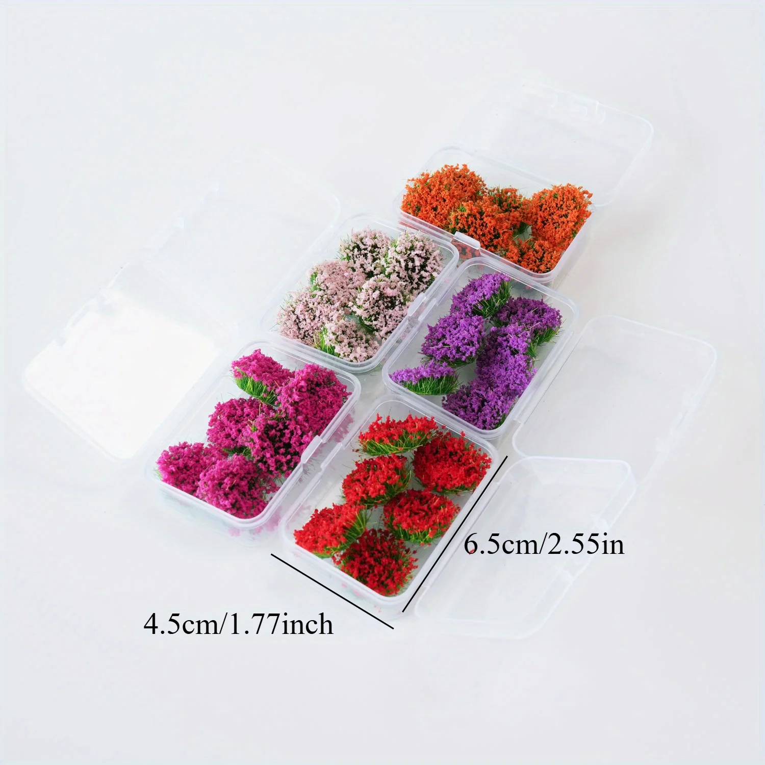 6cluster/box Miniature Colorful Flower Cluster, Miniature Model Flowers Static Tufts for Diorama Supplies Woodland Scenics