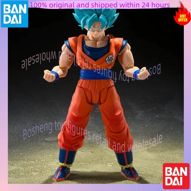 100% Original Bandai SHF Super Saiyan God Son GOKU Blue Sky Beyond The Limit of Blue Power Figure Collection Gift - view 4