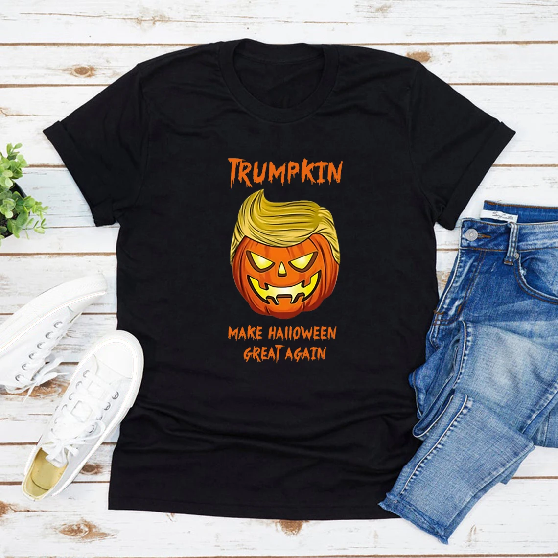 Halloween Trumpkin Shirt President Donald Trump 2024 T Shirt Make Halloween Great Again T-shirt Women Clothing Halloween Gift