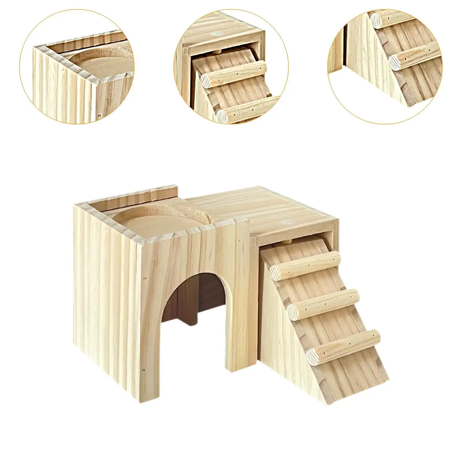 Wooden Hamster House Hideaway Cage Accessories for Small Pet Lemmings Mice