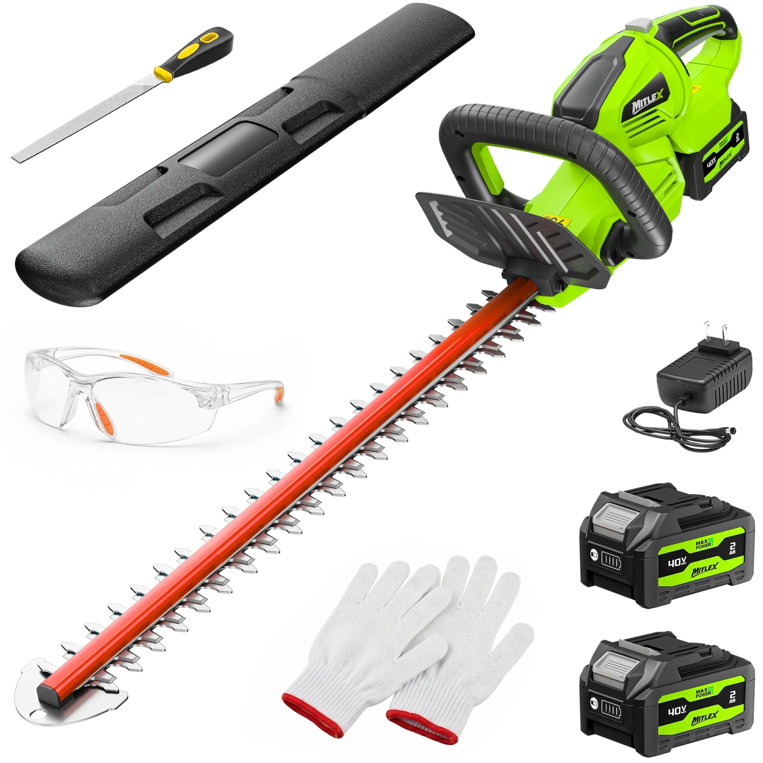 40V 20" Hedge Trimmer Cordless, Electric Bush Trimmer with 2 * 2.0Ah Battery & Charger, 7/8" Cutting Capacity
