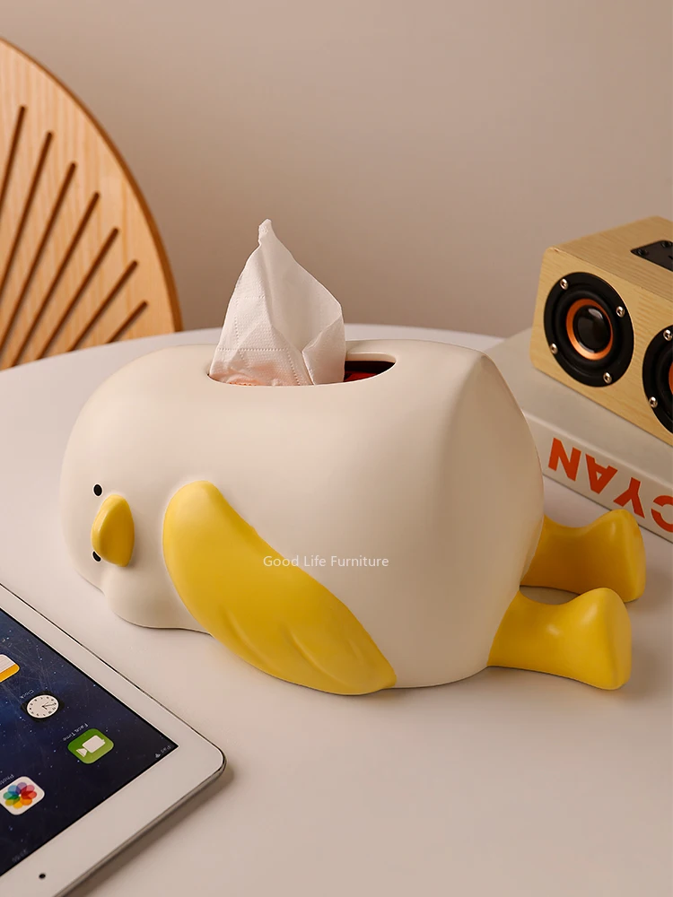 

Cream Wind Lying Flat Duck Ceramic Tissue Box High Appearance Level Table Table Paper Box Household Living Room Creative