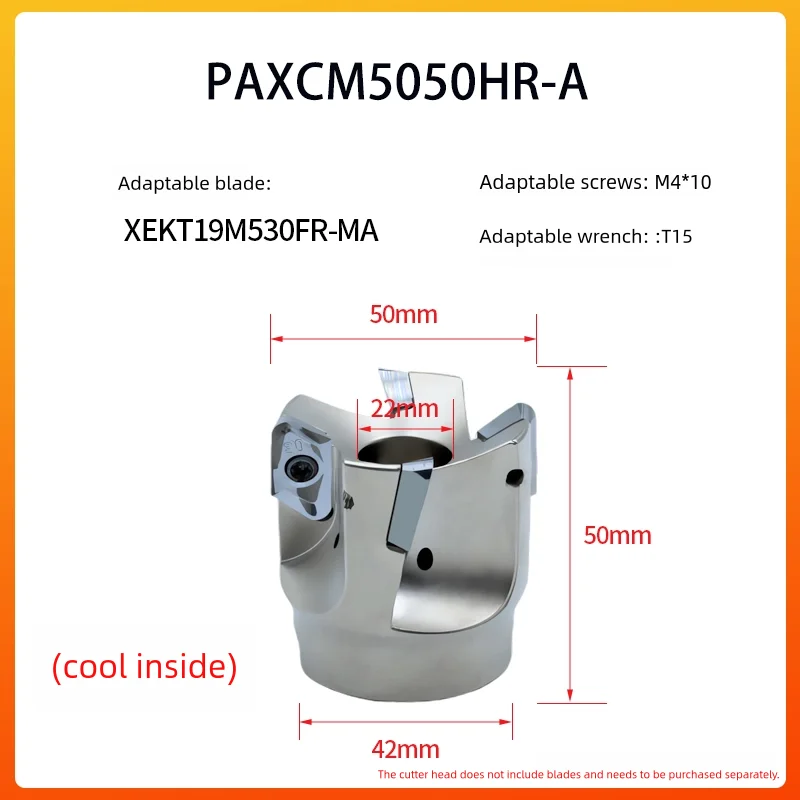 Carbide indexable milling cutter PAXCM5050HRA /B 5063HR-A/B for high speed copper-aluminum roughing for XEKT19M508FR-MA