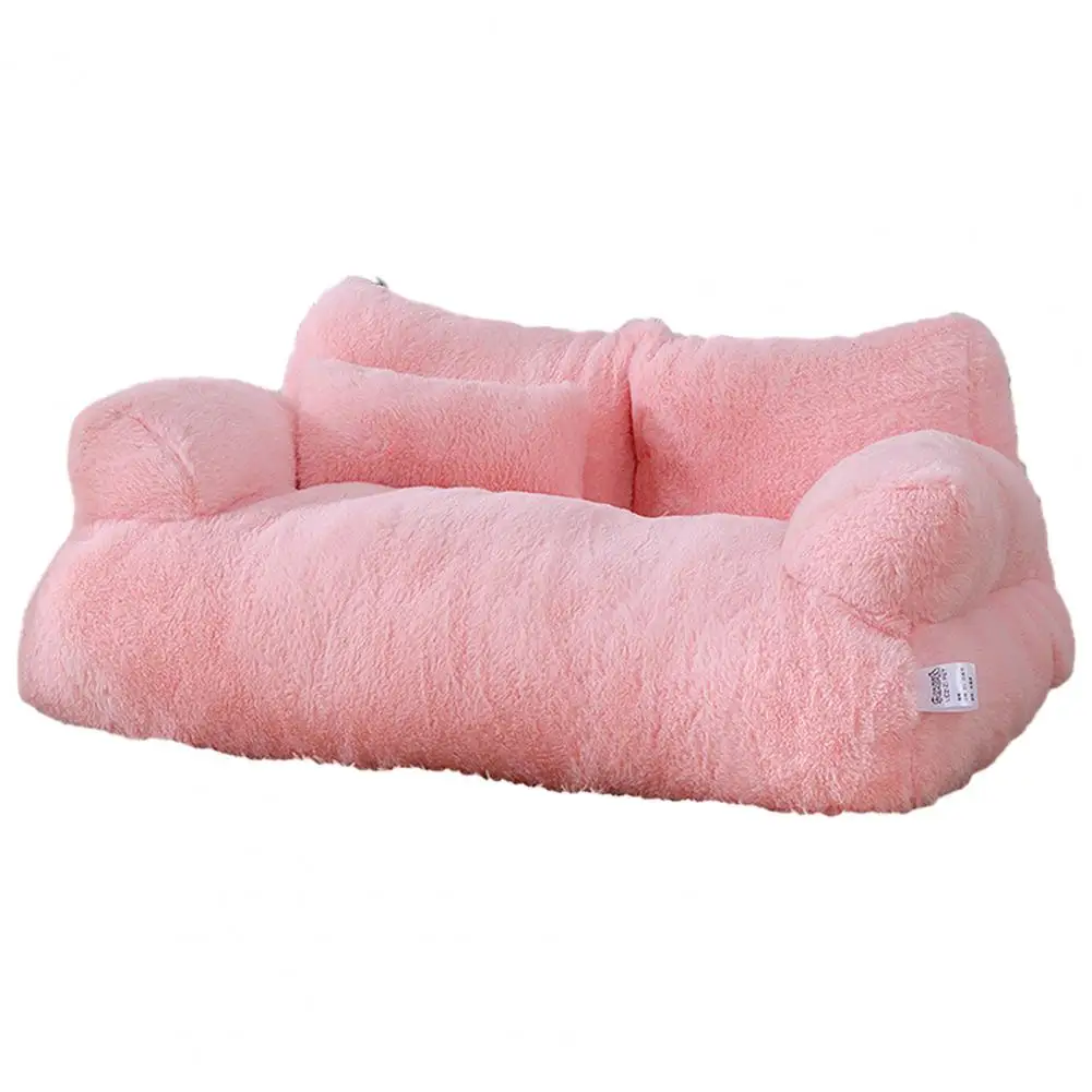 Canapé-lit rose doux et confortable pour animaux de compagnie, housse lavable, coussin de couchage non ald pour chat, canapé en peluche moelleux