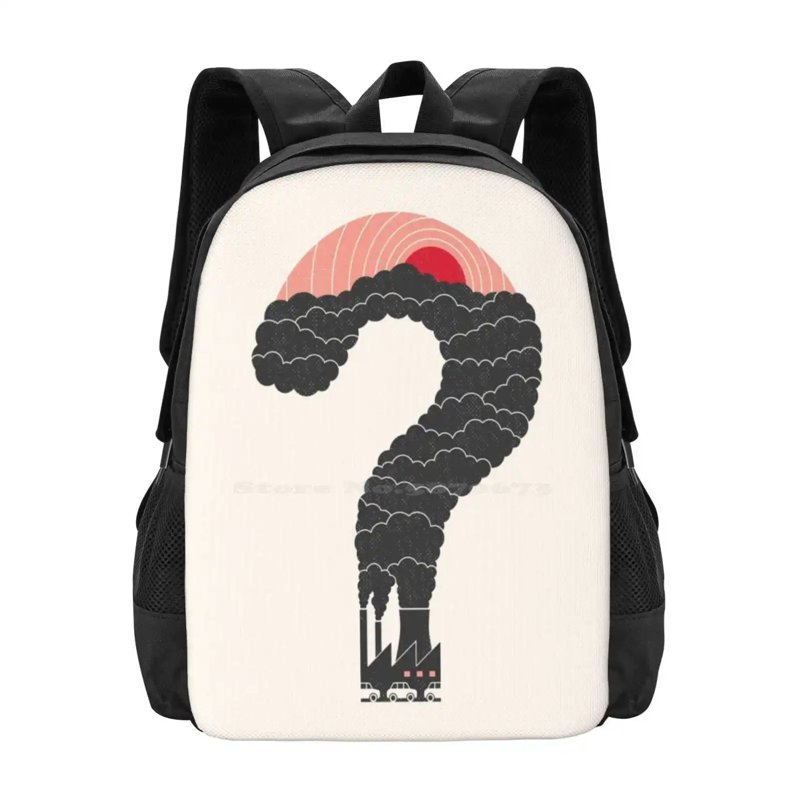 Why? Hot Sale Schoolbag Backpack Fashion Bags Sky Air Pollution Environment Climate Change Industrial Oil Eco Green Power