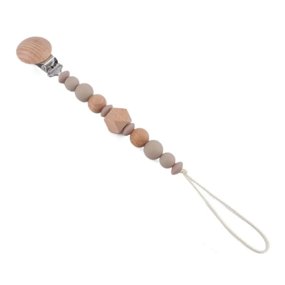 

Dummy Clips Pacifier Holder Clips Octagonal Space Beads Soother Holder Baby Pacifier Chain Wood Nipple Holder Clips