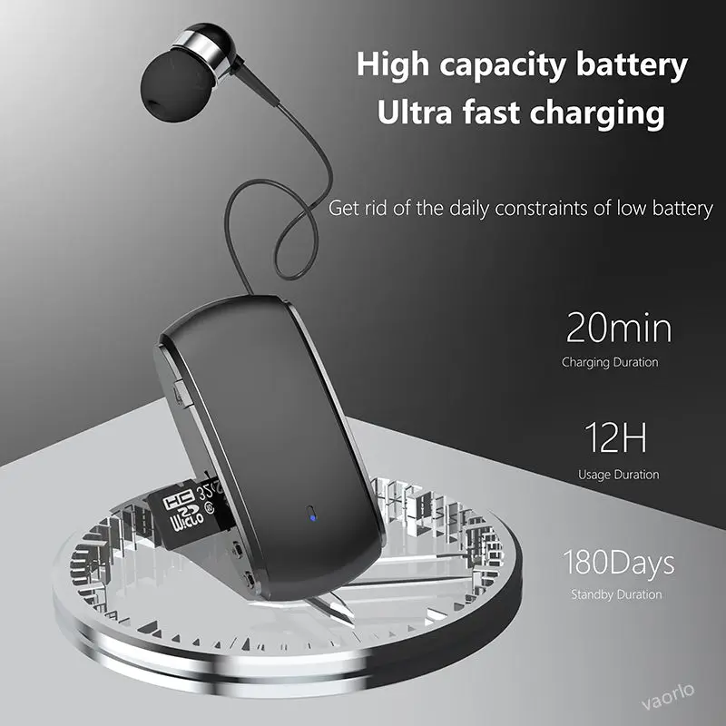 K68 سماعة لافلير لاسلكية مع ميكروفون ، 6 في 1 ، تدعم تسجيل الاجتماعات ، MP3 TF بطاقة اللعب ، سماعات بلوتوث