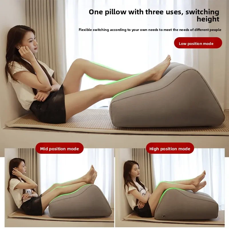 Durable Inflatable Pillow Trapezoidal Flocking Lift Leg Pillow Environmentally Friendly Portable Pillow Relieves Fatigue